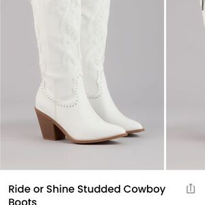 Ride or Shine Studded White Cowboy Boots - Women